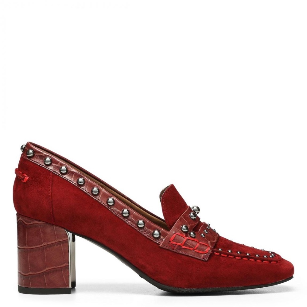 Donald Pliner Cormac High Heel Loafer Pumps - Oxblood Red
